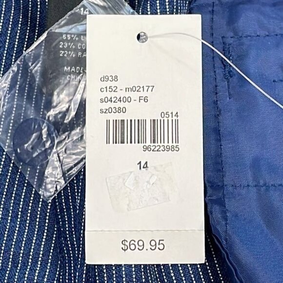 NWT Lane Bryant The Lena Wide Leg Trouser Pant Blue Pinstripe Linen Blend Sz 14 - Picture 11 of 12